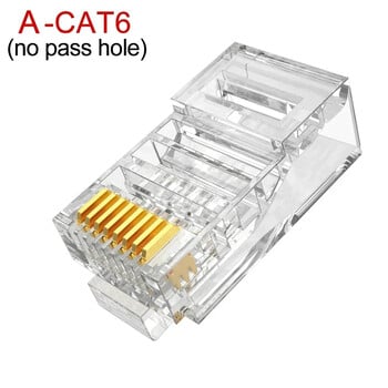 Clear Pass Through RJ45 Cat6/Cat5e конектори Направи си сам кристален край позлатен 8P8C кримпван UTP стандартен Ethernet мрежов модулен щепсел