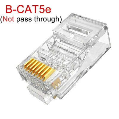 Clar trecere prin conectori RJ45 Cat6/Cat5e DIY Crystal End placat cu aur 8P8C Crimp UTP Standard Ethernet Network Network Plug modular