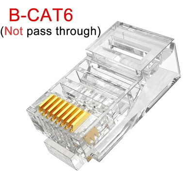 Clar trecere prin conectori RJ45 Cat6/Cat5e DIY Crystal End placat cu aur 8P8C Crimp UTP Standard Ethernet Network Network Plug modular