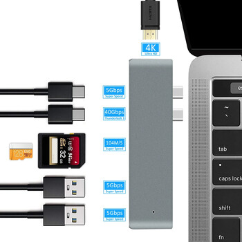 USB 3.1 Type-C Hub към HDMI-съвместим адаптер 4K Thunderbolt 3 USB C Hub с Usb3.0 TF SD Reader Slot PD за MacBook Air Pro M1