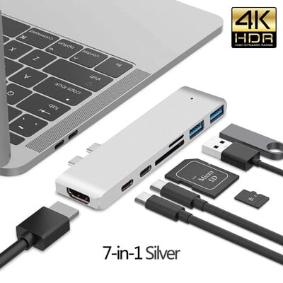 Hub USB 3.1 tip C la Adaptor compatibil HDMI 4K Thunderbolt 3 Hub USB C cu slot pentru cititor SD Usb3.0 TF PD pentru MacBook Air Pro M1