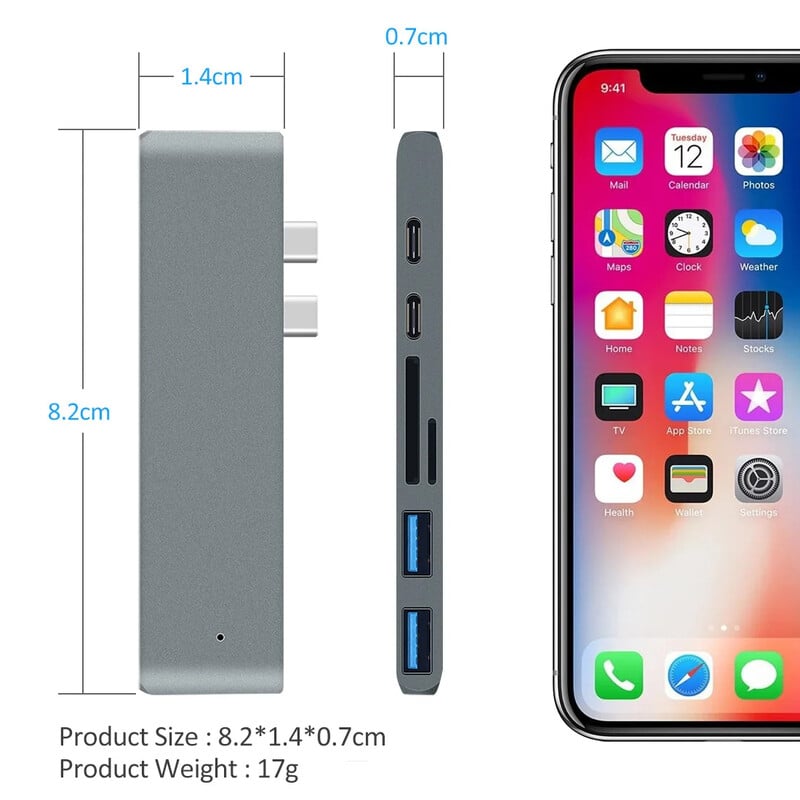 Hub USB 3.1 tip C la Adaptor compatibil HDMI 4K Thunderbolt 3 Hub USB C cu slot pentru cititor SD Usb3.0 TF PD pentru MacBook Air Pro M1