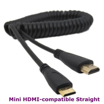 2m HDMI-съвместим с десен и ляв ъгъл Mini HDMI & HDMI & Micro HDMI от мъжки към мъжки, разтеглив пружинно извиващ се гъвкав кабел V1.4 DSLR