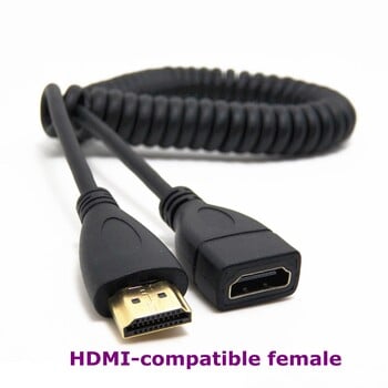 2m HDMI-съвместим с десен и ляв ъгъл Mini HDMI & HDMI & Micro HDMI от мъжки към мъжки, разтеглив пружинно извиващ се гъвкав кабел V1.4 DSLR