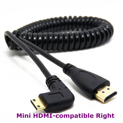 2 m HDMI saderīgs ar labā un kreisā leņķa Mini HDMI un HDMI un mikro HDMI vīrišķais–vīrišķais elastīgais kabelis Stretch Spring Curl V1.4 DSLR