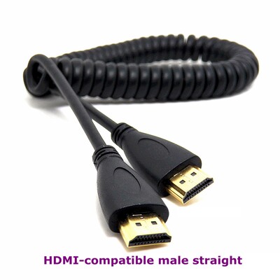 2 m HDMI saderīgs ar labā un kreisā leņķa Mini HDMI un HDMI un mikro HDMI vīrišķais–vīrišķais elastīgais kabelis Stretch Spring Curl V1.4 DSLR