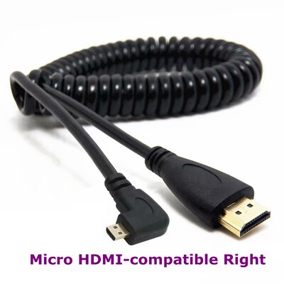 2 m HDMI saderīgs ar labā un kreisā leņķa Mini HDMI un HDMI un mikro HDMI vīrišķais–vīrišķais elastīgais kabelis Stretch Spring Curl V1.4 DSLR