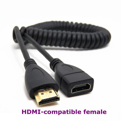 2 m HDMI saderīgs ar labā un kreisā leņķa Mini HDMI un HDMI un mikro HDMI vīrišķais–vīrišķais elastīgais kabelis Stretch Spring Curl V1.4 DSLR