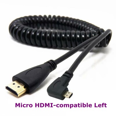 2 m HDMI saderīgs ar labā un kreisā leņķa Mini HDMI un HDMI un mikro HDMI vīrišķais–vīrišķais elastīgais kabelis Stretch Spring Curl V1.4 DSLR