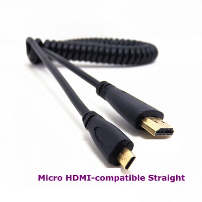 2 m HDMI saderīgs ar labā un kreisā leņķa Mini HDMI un HDMI un mikro HDMI vīrišķais–vīrišķais elastīgais kabelis Stretch Spring Curl V1.4 DSLR