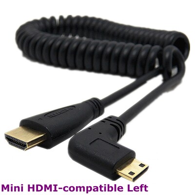 2 m HDMI saderīgs ar labā un kreisā leņķa Mini HDMI un HDMI un mikro HDMI vīrišķais–vīrišķais elastīgais kabelis Stretch Spring Curl V1.4 DSLR
