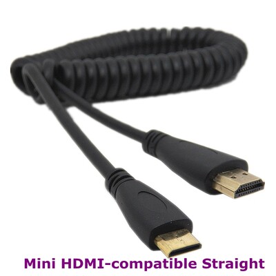 2 m HDMI saderīgs ar labā un kreisā leņķa Mini HDMI un HDMI un mikro HDMI vīrišķais–vīrišķais elastīgais kabelis Stretch Spring Curl V1.4 DSLR
