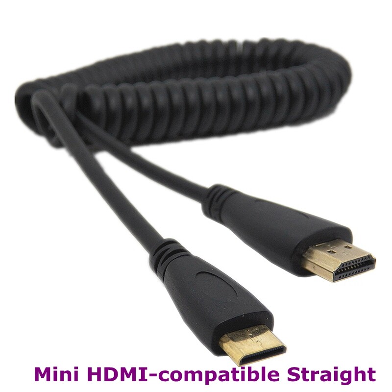 2 m HDMI saderīgs ar labā un kreisā leņķa Mini HDMI un HDMI un mikro HDMI vīrišķais–vīrišķais elastīgais kabelis Stretch Spring Curl V1.4 DSLR