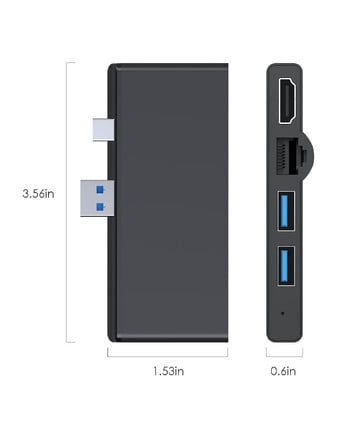 Разширителна докинг станция за Microsoft Surface Pro 4 USB3.0 Hub SD/TF HDMI4K Rj45 6 порта USB-Type C адаптер за Surface Pro 4/5/6 2018