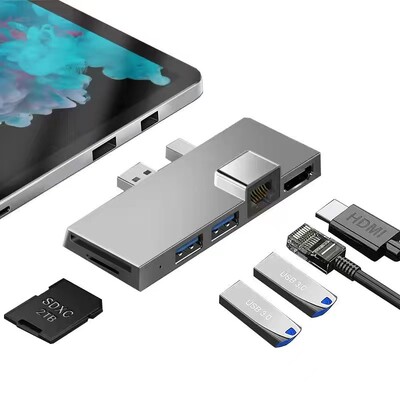 Dock de expansiune pentru Microsoft Surface Pro 4 Hub USB3.0 SD/TF HDMI4K Rj45 Adaptor USB de tip C cu 6 porturi pentru Surface Pro 4/5/6 2018