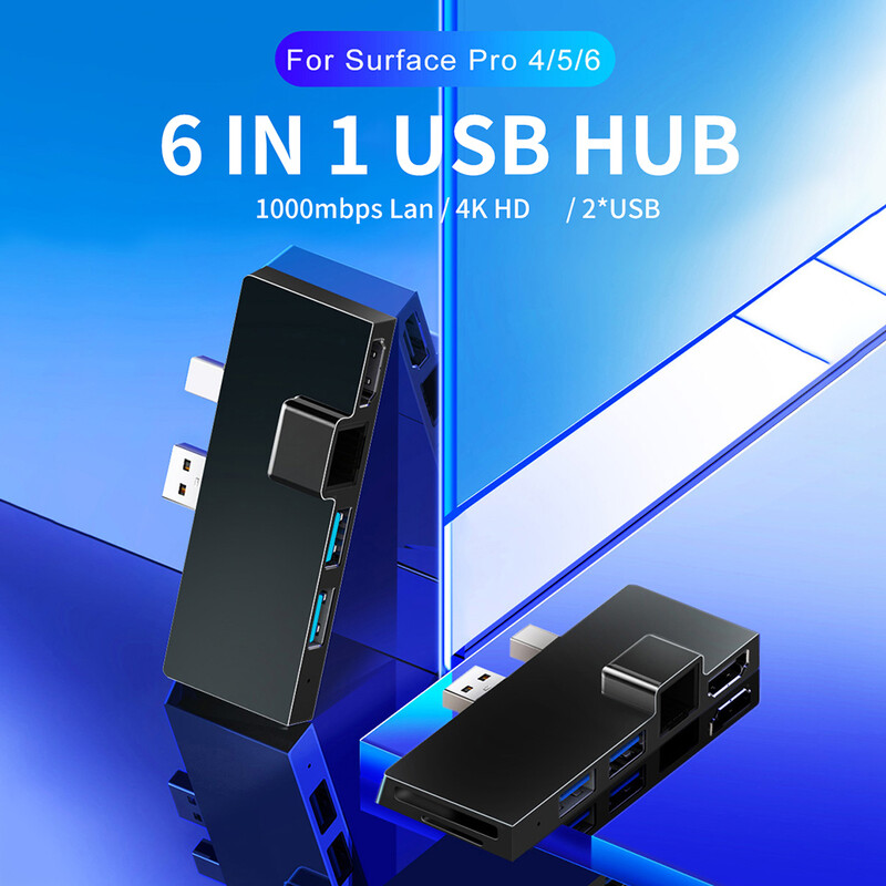 6 σε 1 Docking Station Hub TF Card Reader Docking Station Hard Drive Tool Duplicator for Microsoft Surface Pro 5 4 3