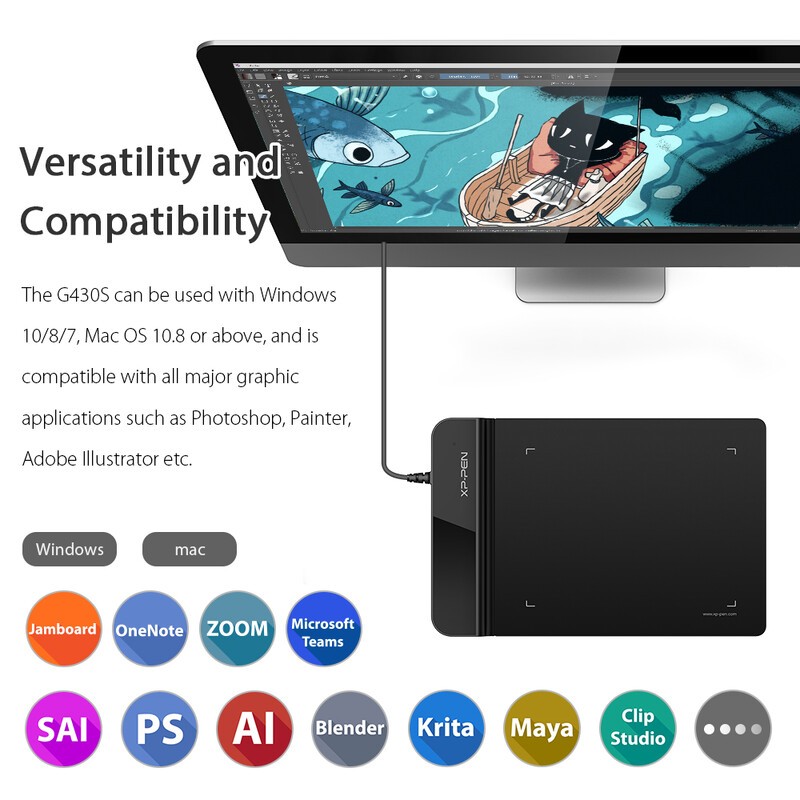 Tabletă de desen XPPen Star G430S Tabletă grafică de 4 x 3 inci cu stylus fără baterie 8192 nivele pentru OSU Design de desen Windows Mac