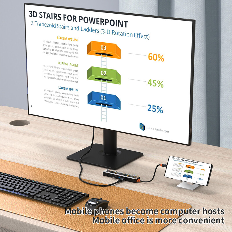 Gopala Arylic 8v1 USB C na HDMI viacportový adaptér s Ethernetom, 100W PD, USB 3.0, USB 2.0, čítačkou TF/SD kariet, USB C Dock