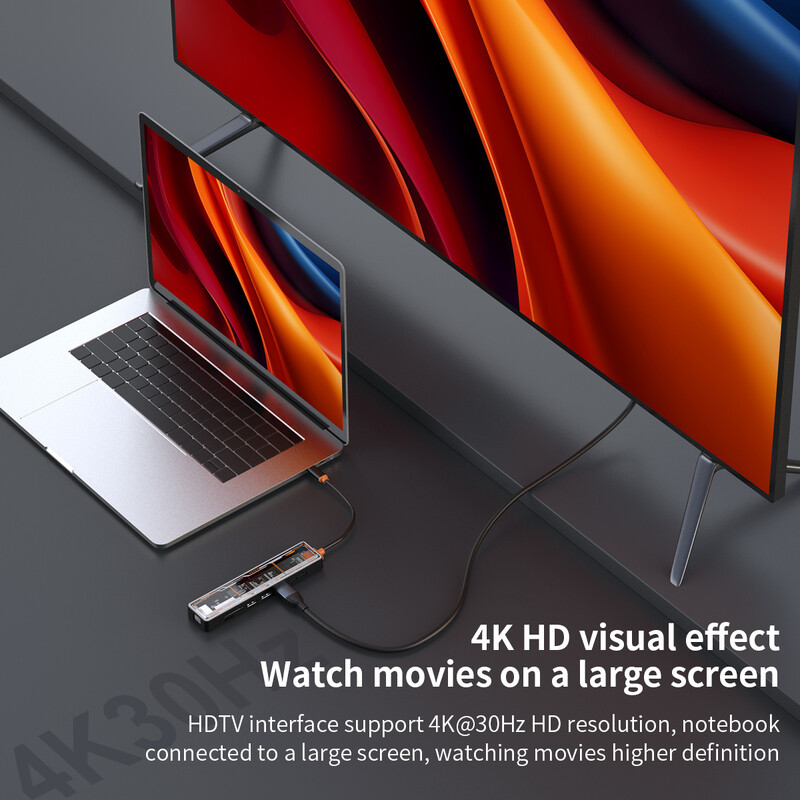 Gopala Arylic 8v1 USB C na HDMI viacportový adaptér s Ethernetom, 100W PD, USB 3.0, USB 2.0, čítačkou TF/SD kariet, USB C Dock