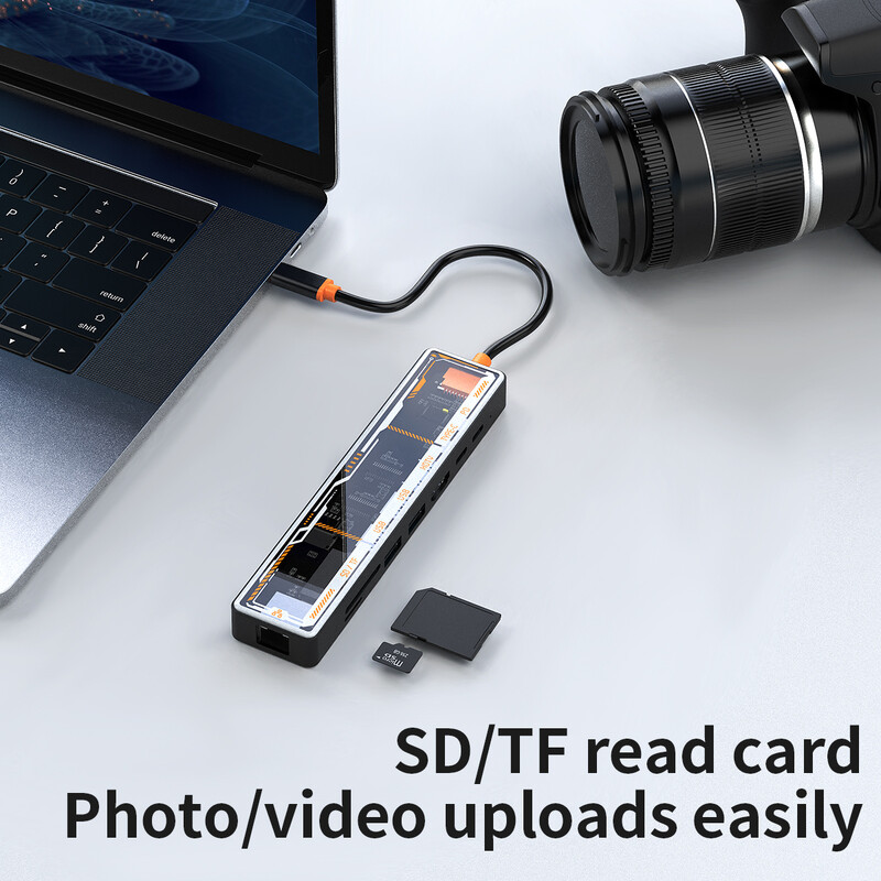 Gopala Arylic 8v1 USB C na HDMI viacportový adaptér s Ethernetom, 100W PD, USB 3.0, USB 2.0, čítačkou TF/SD kariet, USB C Dock