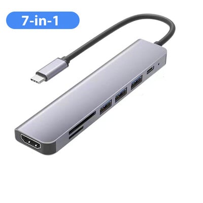 Hub USB 3.0 8 în 1 Porturi multiple USB pentru încărcarea telefonului mobil Cititor de disc U Disc dur pentru MacBook Laptop HP Extender tip C