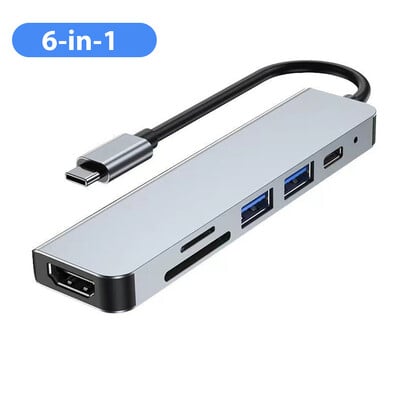 Hub USB 3.0 8 în 1 Porturi multiple USB pentru încărcarea telefonului mobil Cititor de disc U Disc dur pentru MacBook Laptop HP Extender tip C