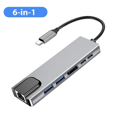 Hub USB 3.0 8 în 1 Porturi multiple USB pentru încărcarea telefonului mobil Cititor de disc U Disc dur pentru MacBook Laptop HP Extender tip C