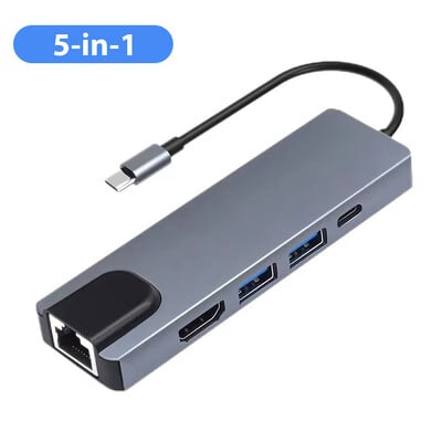 Hub USB 3.0 8 în 1 Porturi multiple USB pentru încărcarea telefonului mobil Cititor de disc U Disc dur pentru MacBook Laptop HP Extender tip C