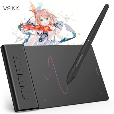 VEIKK VK430 grafikus rajztábla, 4x3 hüvelykes, Android PC Mac támogatás, akkumulátor mentes, játék, operációs rendszer, Chromebook Design 8192 szintek, 290 RPS