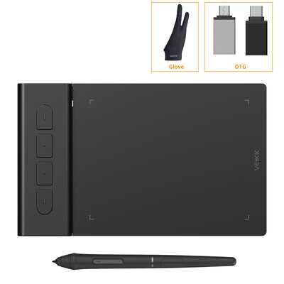 Tabletă grafică pentru desen VEIKK VK430, 4x3 inci, suportă Android PC Mac, fără baterie, jocuri, OSU, design Chromebook 8192 nivele, 290 RPS