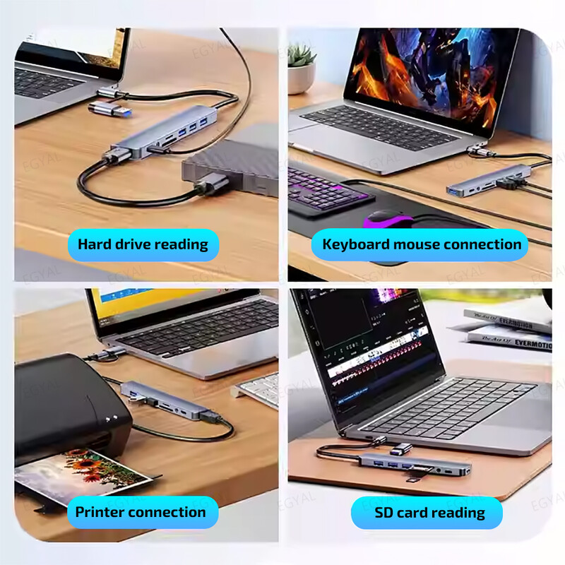 8-u-1 usb hub 3.1 docking station vanjska grafička kartica za prijenosna računala Multi-hub C usb type c dock station 5Gbps TF SD Reader