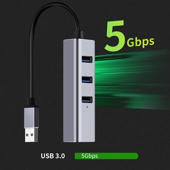 NNBILI USB C HUB 100Mbps 3 порта USB 3.0 2.0 Type C HUB USB към Rj45 Ethernet адаптер RTL8152B за лаптоп MacBook