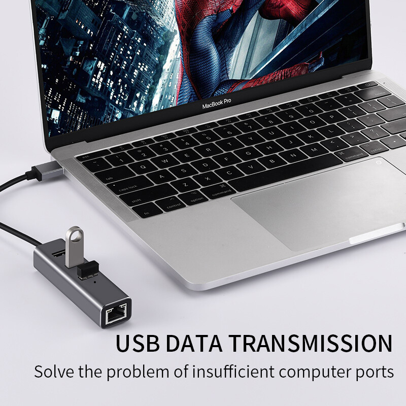 NNBILI USB C HUB 100Mbps 3 porta USB 3.0 2.0 Type C HUB USB na Rj45 Ethernet adapter RTL8152B za MacBook prijenosno računalo
