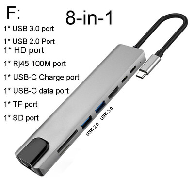 USB C Hub σε συμβατό με HDMI προσαρμογέα Rj45 100M OTG Thunderbolt 3 Dock με Usb3.0 για Macbook Pro/Air M1 Galaxy S21 S20