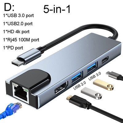 USB C Hub σε συμβατό με HDMI προσαρμογέα Rj45 100M OTG Thunderbolt 3 Dock με Usb3.0 για Macbook Pro/Air M1 Galaxy S21 S20