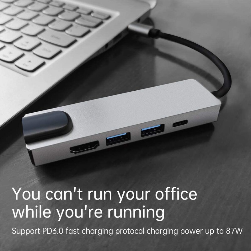 USB C Hub σε συμβατό με HDMI προσαρμογέα Rj45 100M OTG Thunderbolt 3 Dock με Usb3.0 για Macbook Pro/Air M1 Galaxy S21 S20