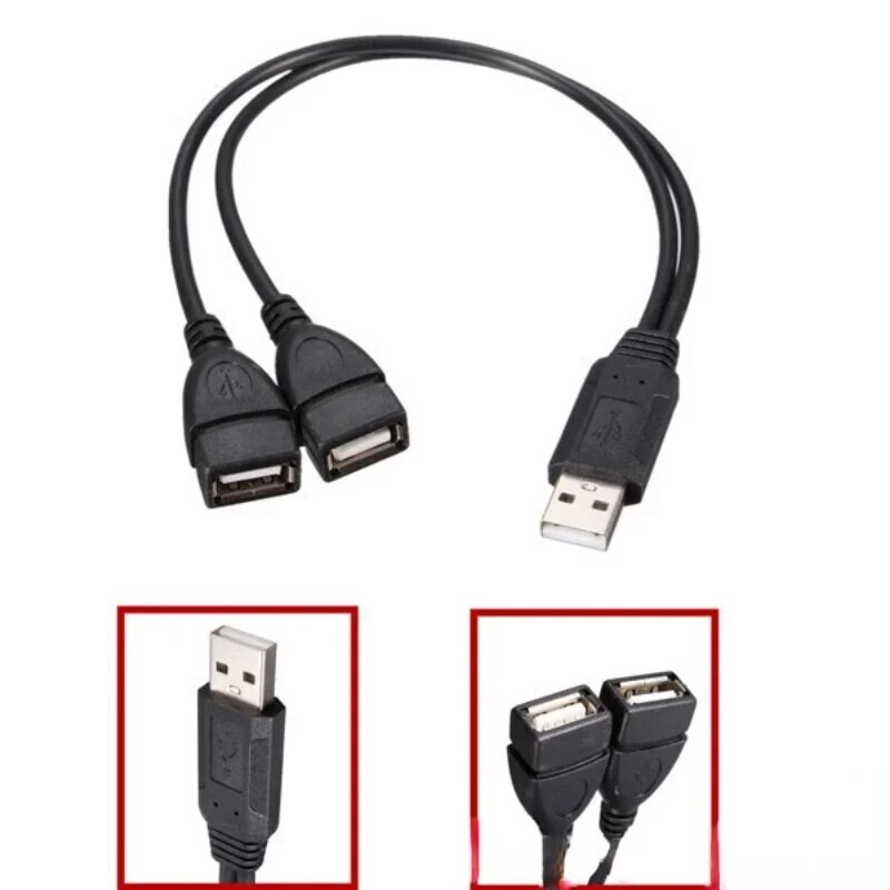 Cablu USB 2.0 de înaltă calitate Cablu adaptor dublu splitter USB, unul la doi, mamă la USB 2, cablu prelungitor de alimentare masculin