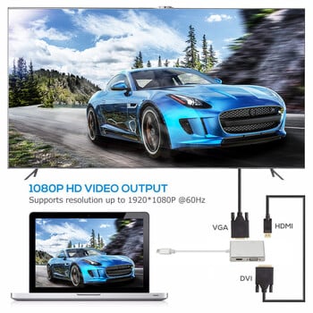 USB C σε 4K HDMI συμβατό VGA DVI USB3.0 Προσαρμογέας Τύπου C Hub για S10 MacBook Pro 2019/2018 MacBook Air LenovoYoga Dell XPS 13