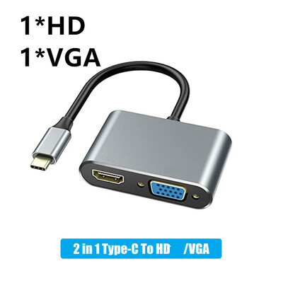 Ar USB C uz 4K HDMI saderīgs VGA DVI USB3.0 C tipa adaptera centrmezgls MacBook Pro S10 2019/2018 MacBook Air LenovoYoga Dell XPS 13