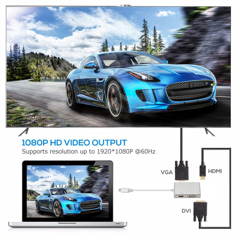 Ar USB C uz 4K HDMI saderīgs VGA DVI USB3.0 C tipa adaptera centrmezgls MacBook Pro S10 2019/2018 MacBook Air LenovoYoga Dell XPS 13