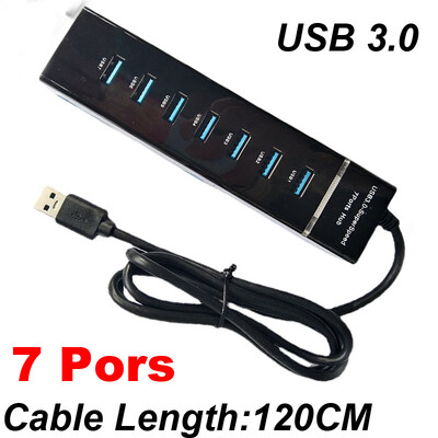 USB 3.0 4/7 Θύρες Hub Splitter Μήκος καλωδίου 30/120cm για φορητό υπολογιστή Ποντίκι πληκτρολογίου φορητό Σκληρός δίσκος 5V 2A AC DC POWER CHARGER
