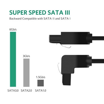 2 τεμ. Καλώδιο δεδομένων Sata 3.0 SATA III SATA 3 Καλώδιο 45 cm με μανδάλωση ασφάλισης ευθεία προς τη δεξιά γωνία 90 μοιρών 6 GB