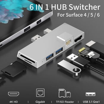 За Microsoft Surface Pro 4/5/6 Docking Station Hub с 4K HDMI съвместим RJ45