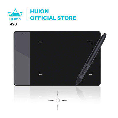 HUION OSU 420 Tablete grafice digitale de 4 inchi Tablete profesionale pentru desen cu semnătură Tabletă pentru scris de mână Negru 2048 nivele 176 x 111 mm
