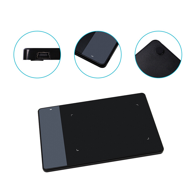 HUION OSU 420 4" grafiniai skaitmeniniai planšetiniai kompiuteriai, profesionalūs parašo piešimo planšetiniai kompiuteriai, rašymo ranka planšetė, juoda 2048, lygiai 176 x 111 mm