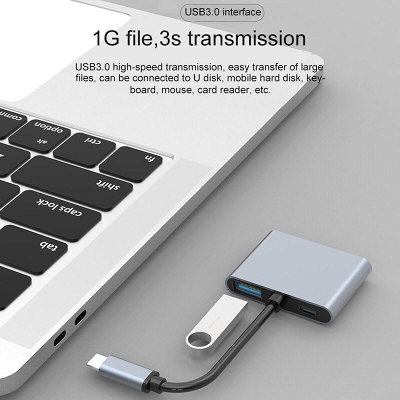USB C Docking Station 4in1 Hub Type-C σε διπλή 4K HD ίδια οθόνη Προσαρμογέας γρήγορης φόρτισης USB 3.0 PD για οθόνη φορητού υπολογιστή Thunderbolt3
