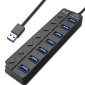 USB 3.0 HUB 7 portov Splitte vysokorýchlostný rozširujúci notebook mini rozbočovač OTG adaptér pre stolné počítače a príslušenstvo