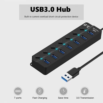 USB3.0 HUB 7 Port Splitte High Speed Notebook Extension Mini Splitter OTG Adapter For Desk PC Компютърни аксесоари