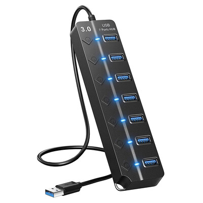 USB 3.0 HUB 7 portov Splitte vysokorýchlostný rozširujúci notebook mini rozbočovač OTG adaptér pre stolné počítače a príslušenstvo
