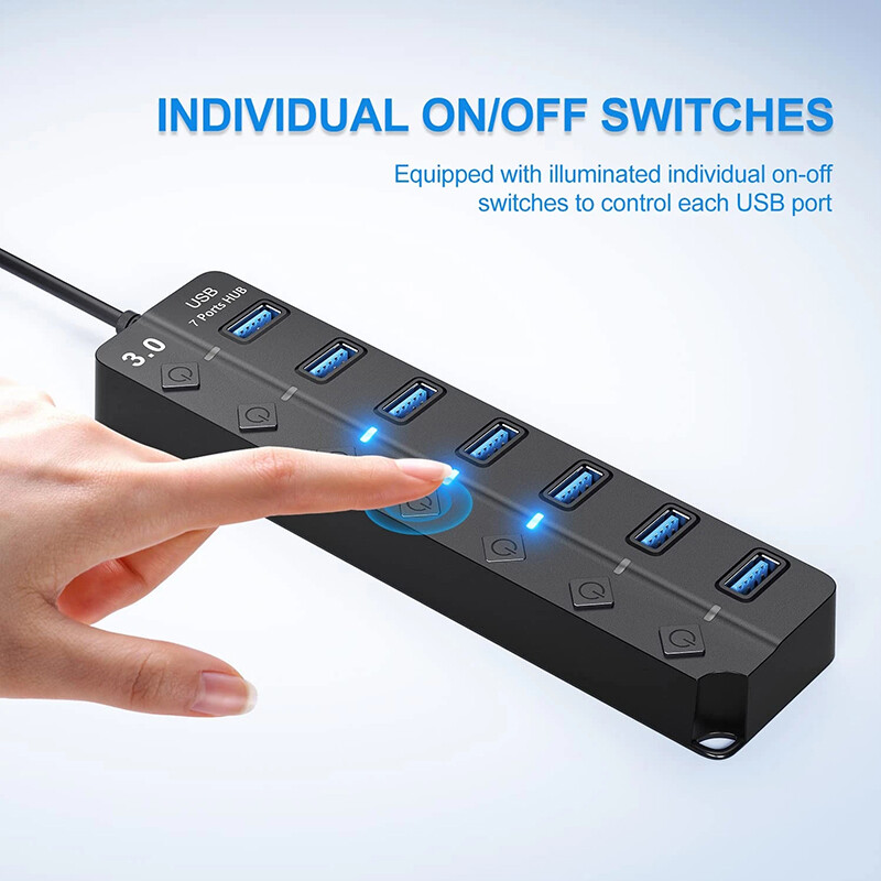 USB 3.0 HUB 7 portov Splitte vysokorýchlostný rozširujúci notebook mini rozbočovač OTG adaptér pre stolné počítače a príslušenstvo
